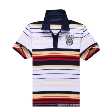 100% Algodão Stripe Pique Polo